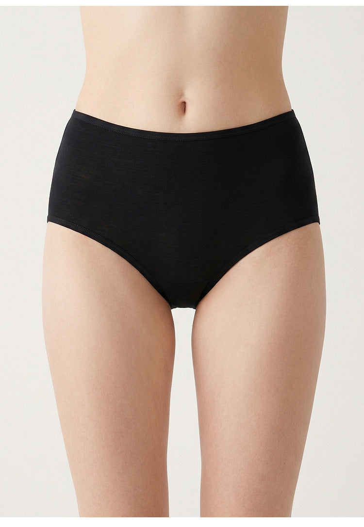 Verified model photograph of the black S093 high-rise silk brief