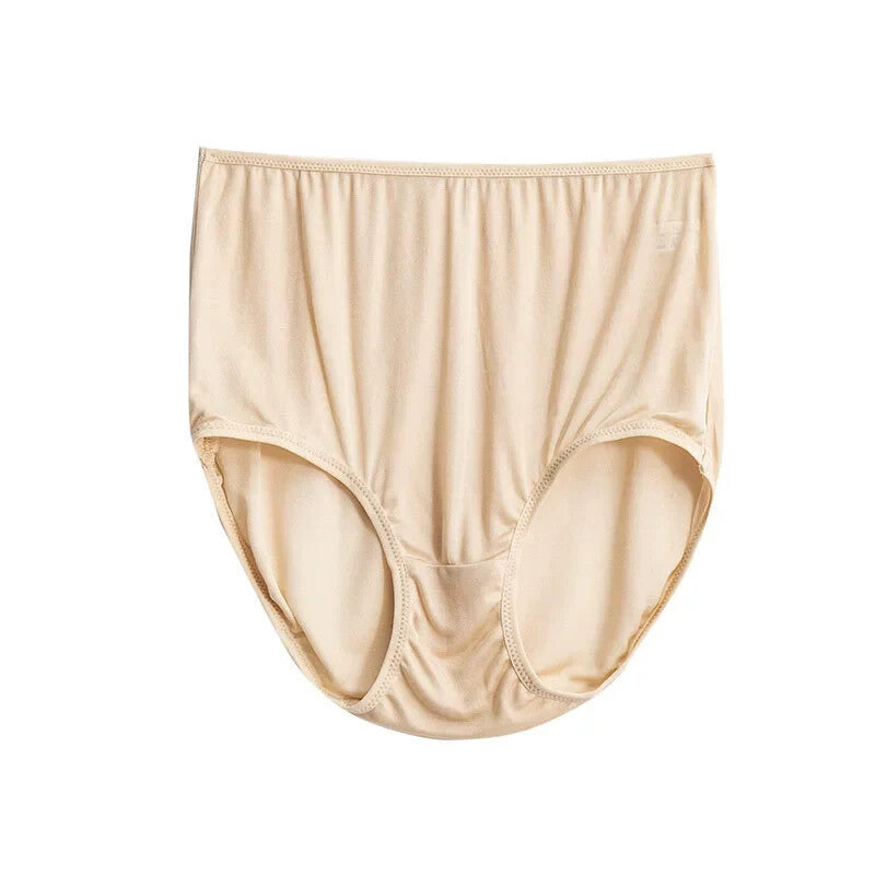 Camel high-rise silk brief
