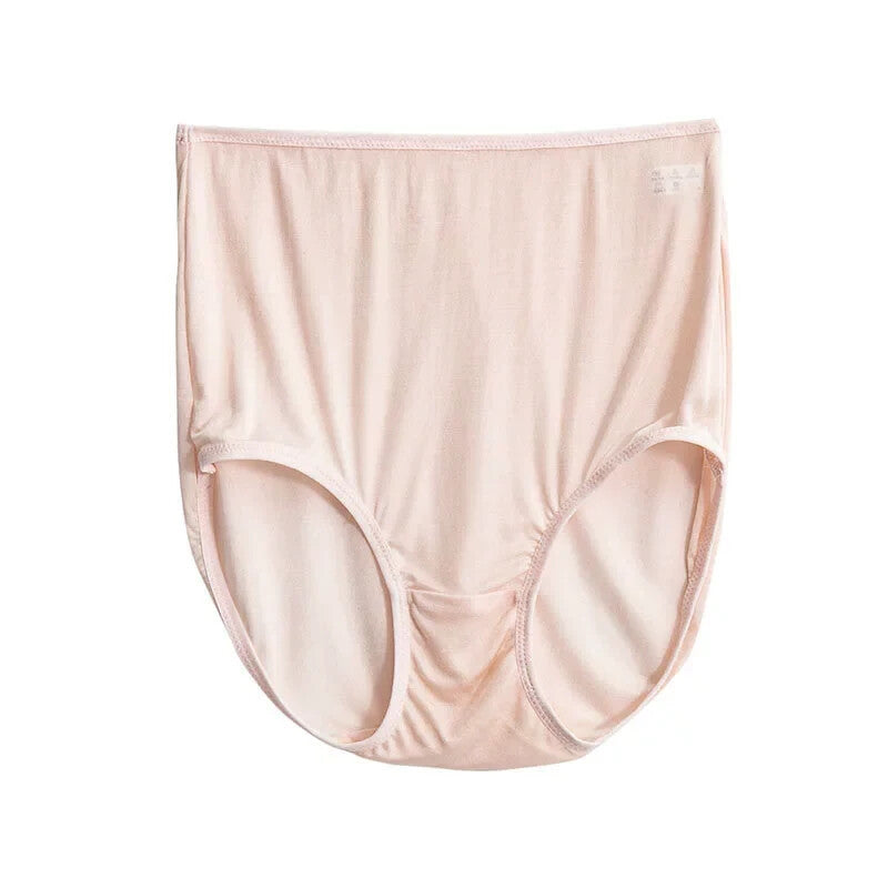 Pale-pink high-rise silk brief