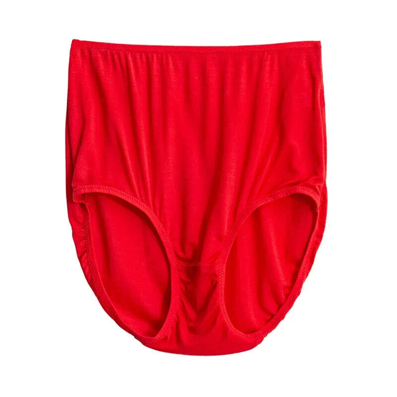 Red high-rise silk brief