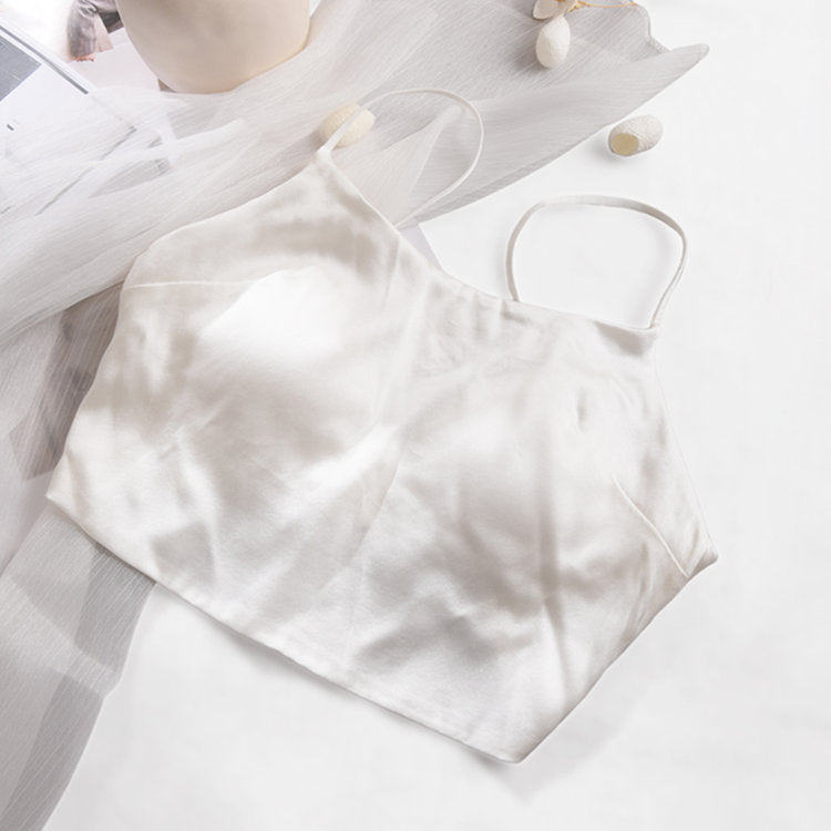 Verified ivory S238 silk bra cami photographed flat