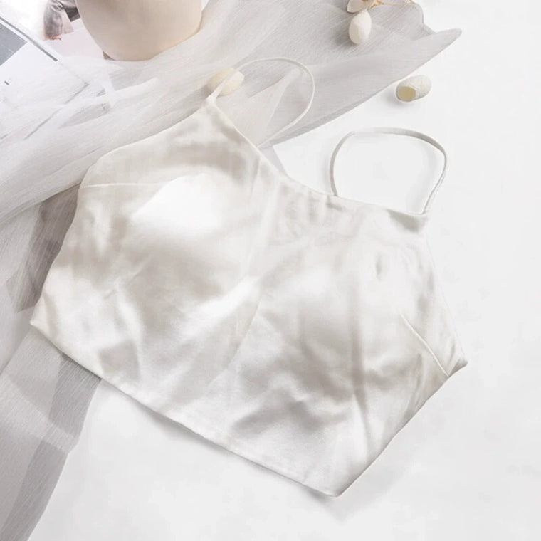 Ivory double-strap silk bra cami