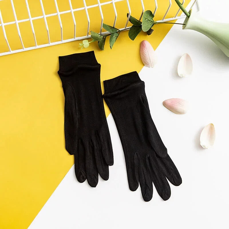Black silk sleep gloves