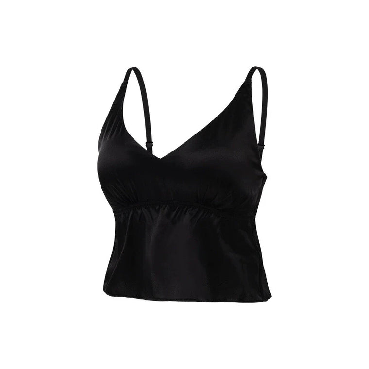 Black silk triangle bra cami