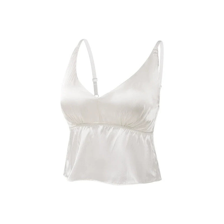 Ivory silk triangle bra cami