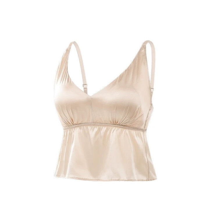 Nude silk triangle bra cami