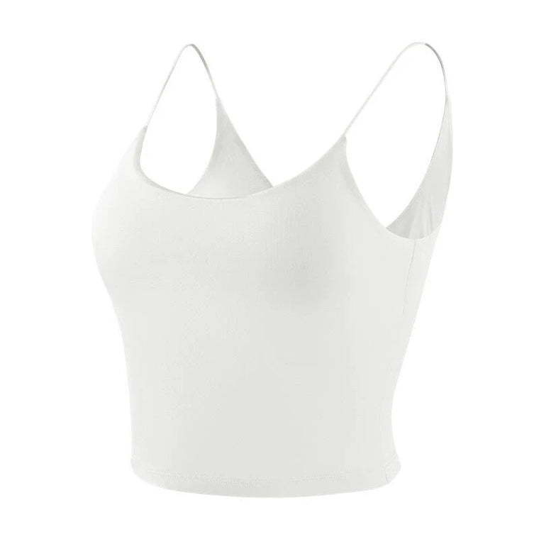 Ivory silk U-neck crop cami