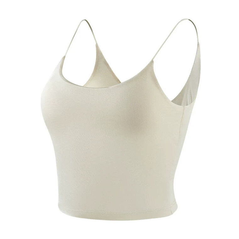 Nude silk U-neck crop cami