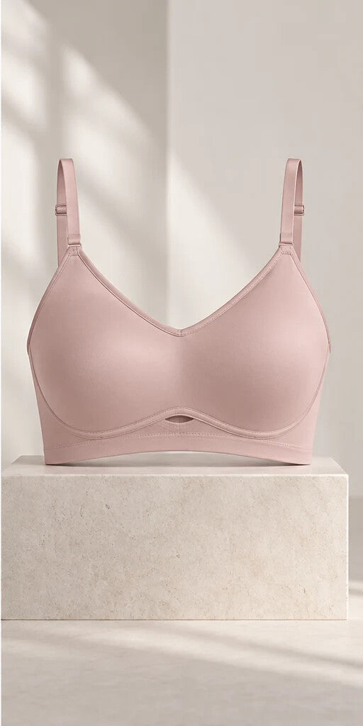 Rose silk contour bralette in the editorial studio