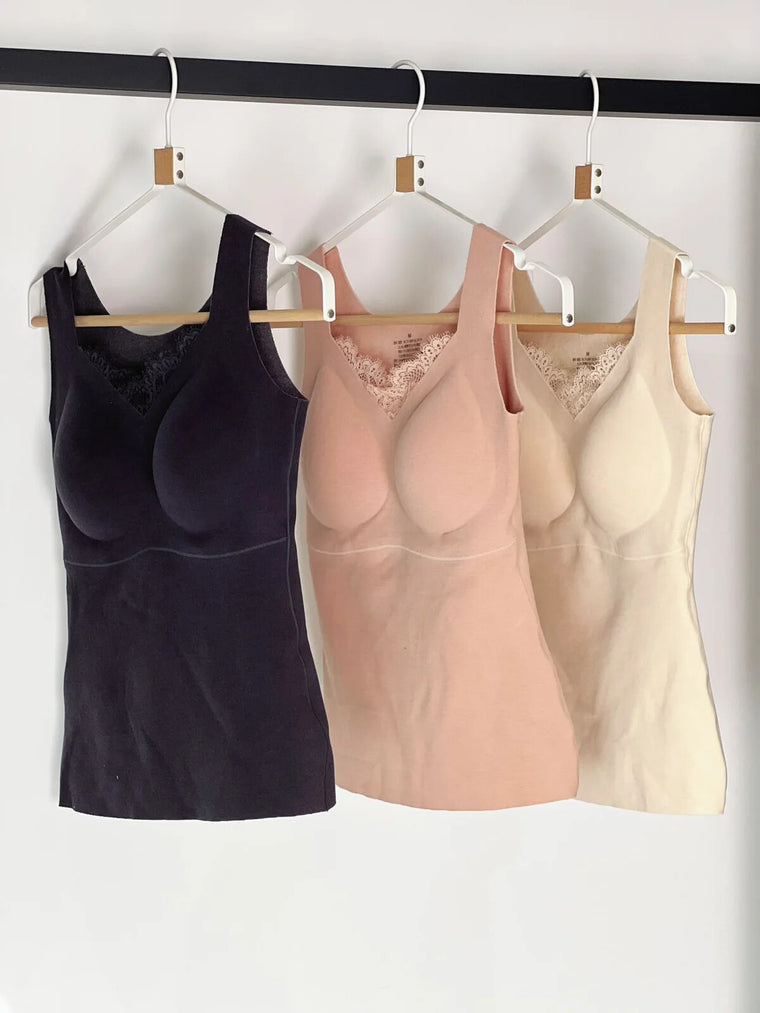 Warm bra tanks in three neutral colors