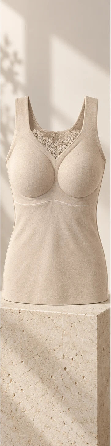 Oat warm bra tank in the editorial studio